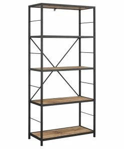 Buy 🔔 Walker Edison 63" Rustic Industrial Bookcase - Barnwood 🛒