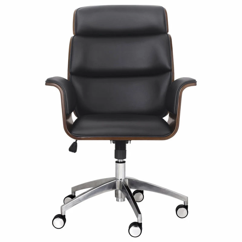 Coupon ๐ GDFStudio Byron Mid-Century Modern Swivel Office Chair, Black/Walnut/Silver โญ