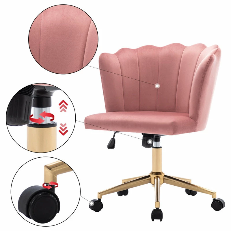 Hot Sale ๐ฅฐ Duhome Elegant Lifestyle Seashell Channel Tufted Velvet Task Chair, Pink โจ - Image 4