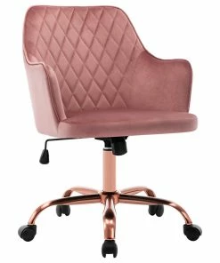 Cheap ๐ฏ Duhome Elegant Lifestyle Mid-Century Diamond Quilted Desk Chair, Pink With Gold Base ๐