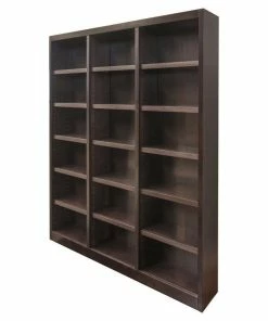 Budget 👍 Concepts In Wood Traditional 84" Traditional Tall 18-Shelf Triple Wide Wood Bookcase In Chocolate 🎁