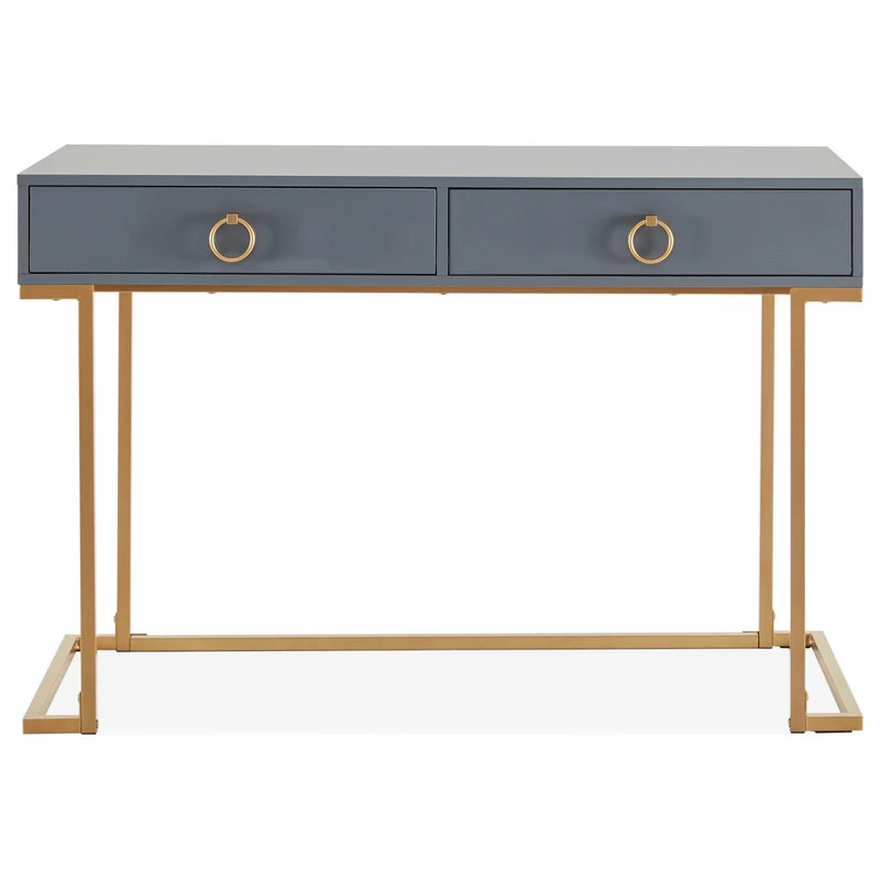Top 10 😀 BELLEZE Home Office 2-Drawer Desk/Vanity Table, Wood And Metal, Gray 👍