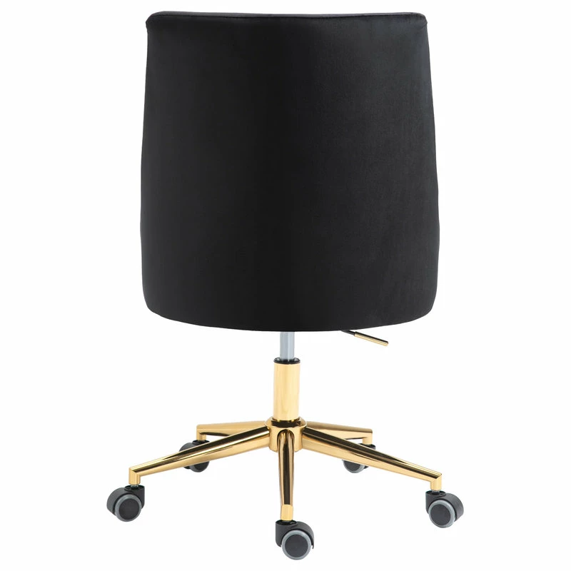 Deals 🥰 Meridian Furniture Karina Swivel And Adjustable Velvet Office Chair, Black, Rich Gold Base ✔️ - Image 3