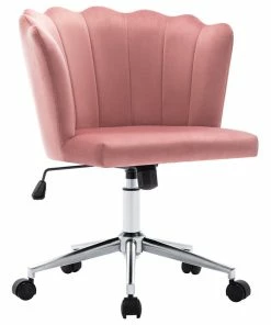 Cheap ๐งจ Duhome Elegant Lifestyle Seashell Channel Tufted Velvet Task Chair, Pink-Silver Base ๐