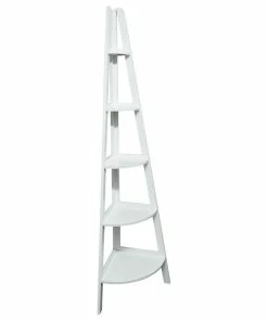 Coupon ⭐ Casual Home 5-Shelf Corner Ladder Bookcase, White 🛒