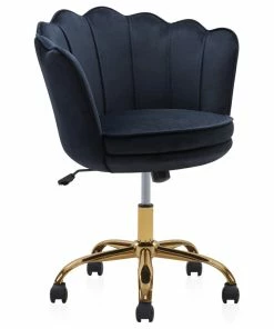Flash Sale ✨ Belleze Kaylee Office Chair Upholstered Velvet Seashell Swivel Desk Chair, Black-Gold 👍