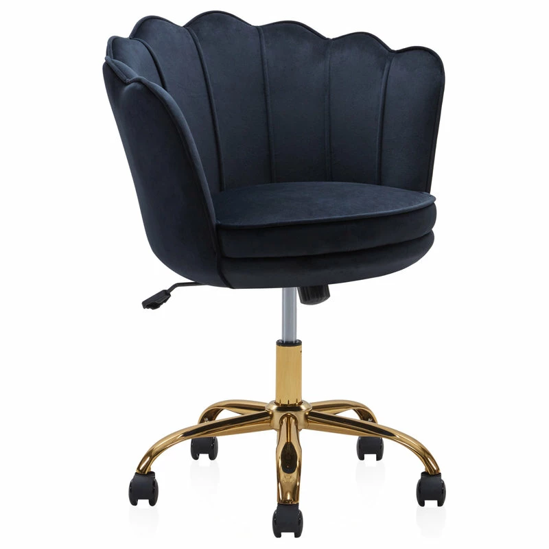 Flash Sale ✨ Belleze Kaylee Office Chair Upholstered Velvet Seashell Swivel Desk Chair, Black-Gold 👍