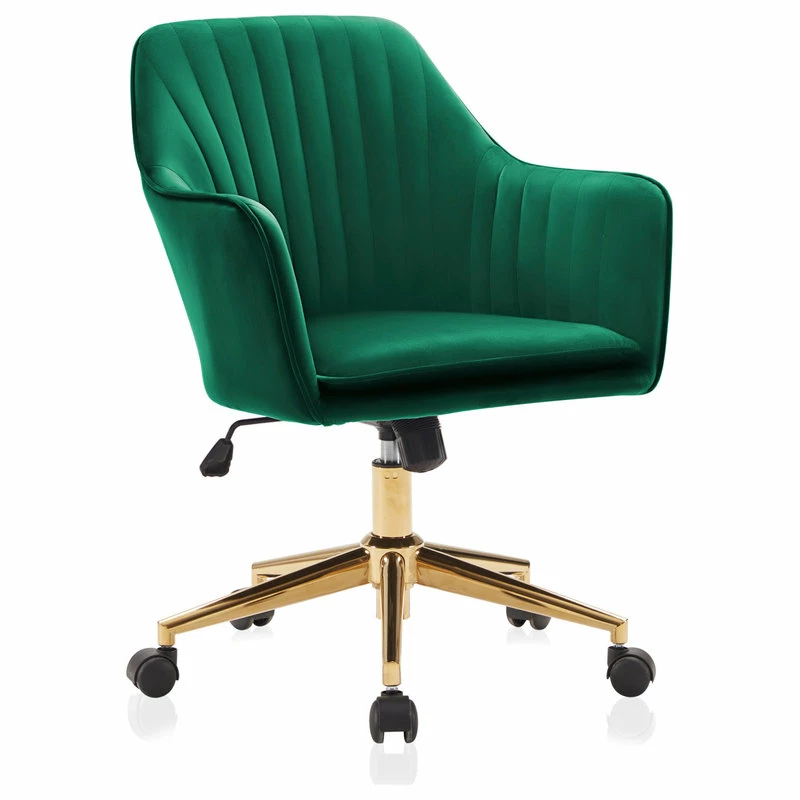 Deals ๐ Belleze Modern Home Office Chair 360 Swivel, Tufted Velvet Desk Chair, Green/Gold ๐