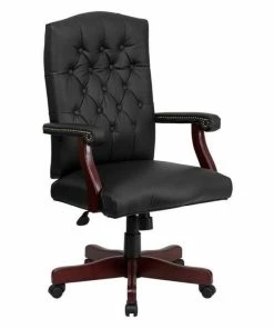 Cheapest โค๏ธ Flash Furniture Martha Washington Leather Swivel Office Chair In Black โจ