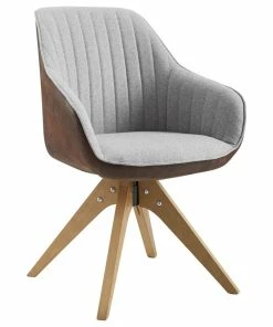 Cheap 😀 Art Leon Mid-Century Modern Swivel Fabric Upholstered Office Chair With Solid Wood Legs, ✨