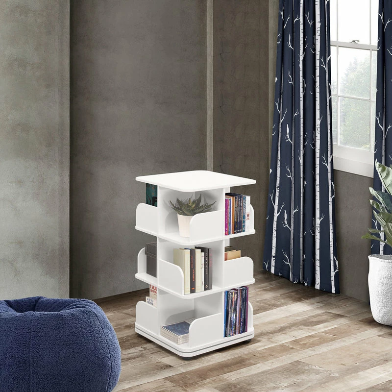 Best Sale โญ Pilaster Designs Oneonta Revolving Bookcase Tower Display Unit, Wood, White, 3 Tier โ๏ธ - Image 2
