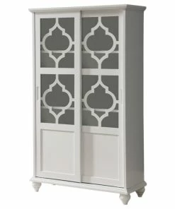 Wholesale ✔️ Pilaster Designs Callum Wood Curio Bookcase With Sliding Glass Doors, White 💯