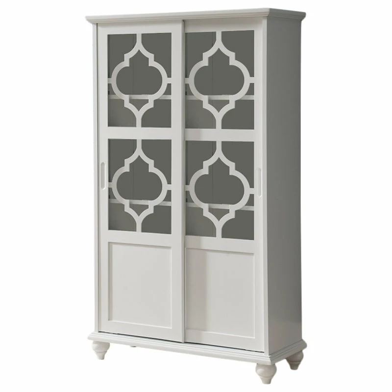 Wholesale ✔️ Pilaster Designs Callum Wood Curio Bookcase With Sliding Glass Doors, White 💯