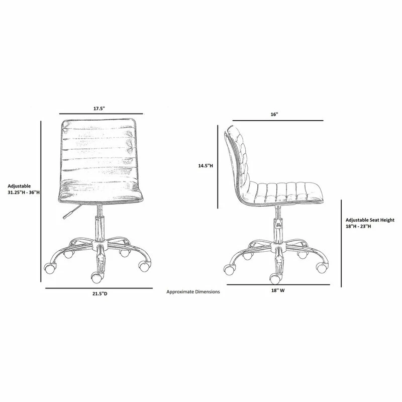 Outlet ๐ Btexpert Filipe Low-Back Armless Office Chair, White And Chrome ๐ - Image 5