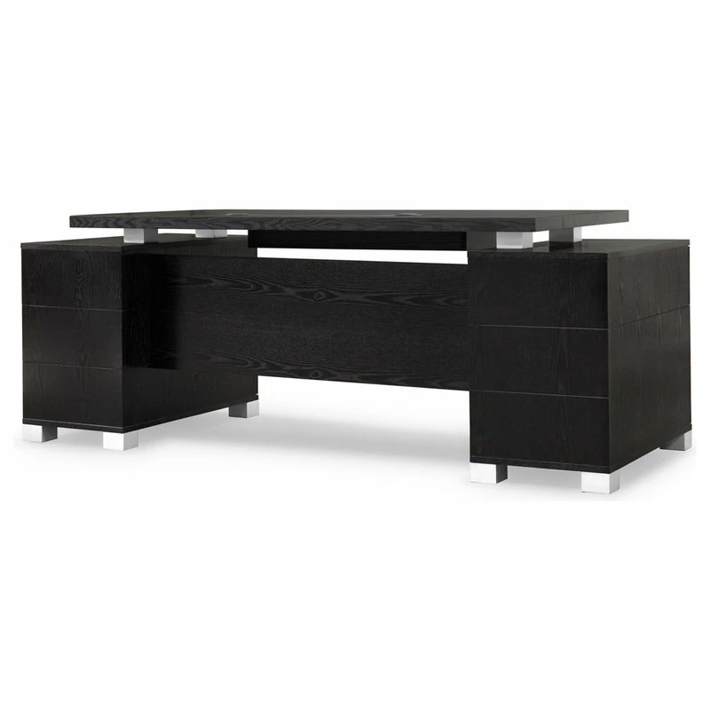 Wholesale ๐ Zuri Furniture 79” Modern Ford Black Oak Wood Desk Letter/Legal Filing Drawers ๐ฏ - Image 2