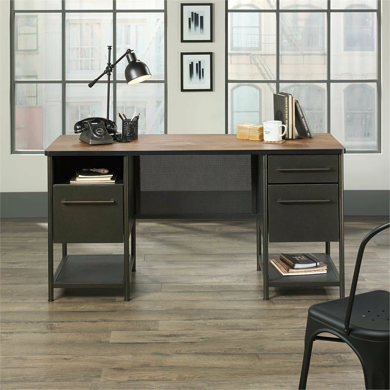 Best deal 🌟 Sauder Boulevard Cafe Executive Desk In Black And Vintage Oak 👏 - Image 2