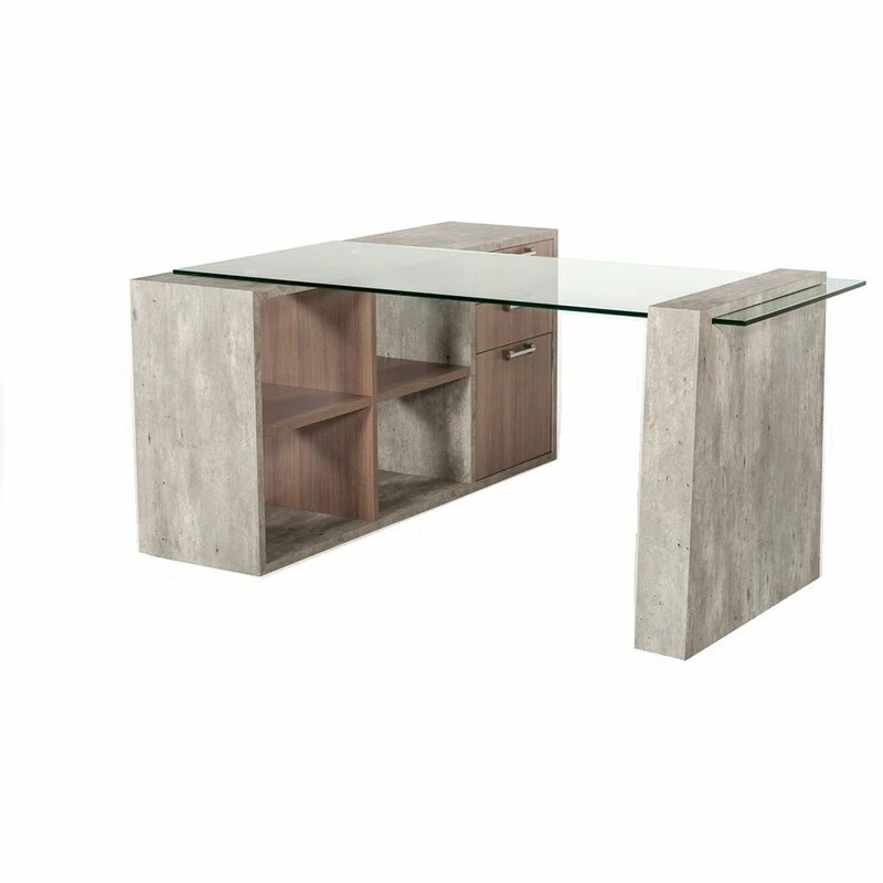 Discount ๐คฉ Vig Furniture Inc. Nova Domus Boston Modern Glass And Concrete Reversible Desk ๐