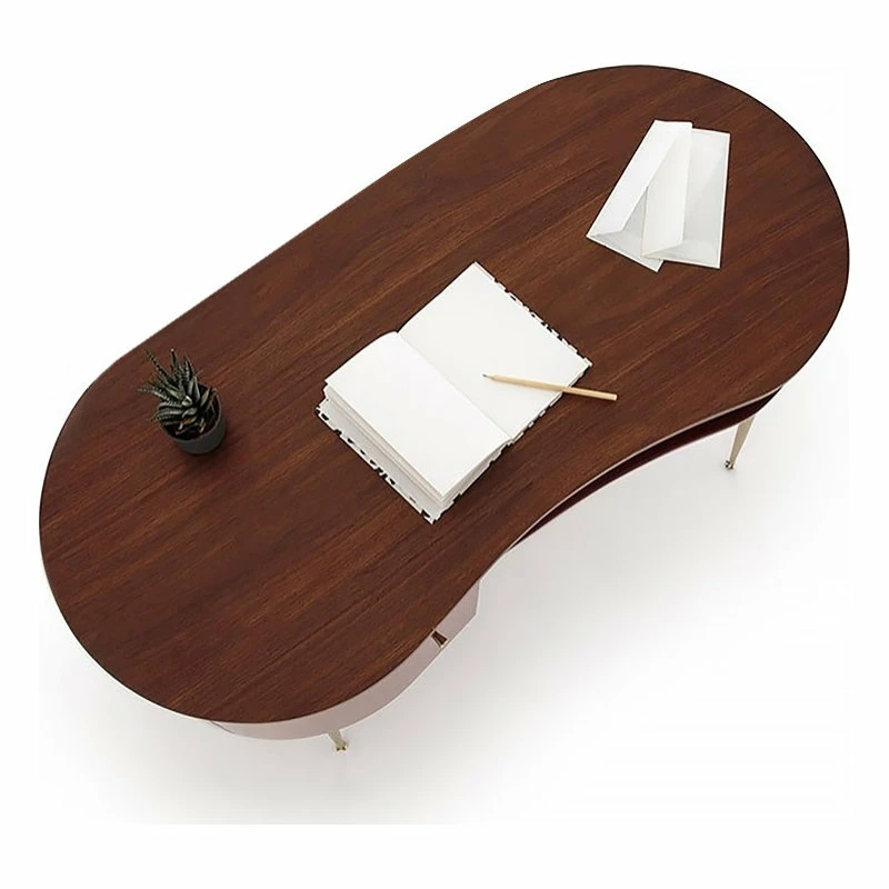 New ๐งจ Homary Mid Century Green Curved Office Desk Computer Desk With Shelves & Storage Gold ๐ฅฐ - Image 6