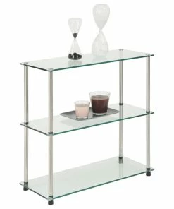 Hot Sale ❤️ Convenience Concepts Modern Designs2Go Classic Glass 3 Shelf Bookshelf R2-160 🔔