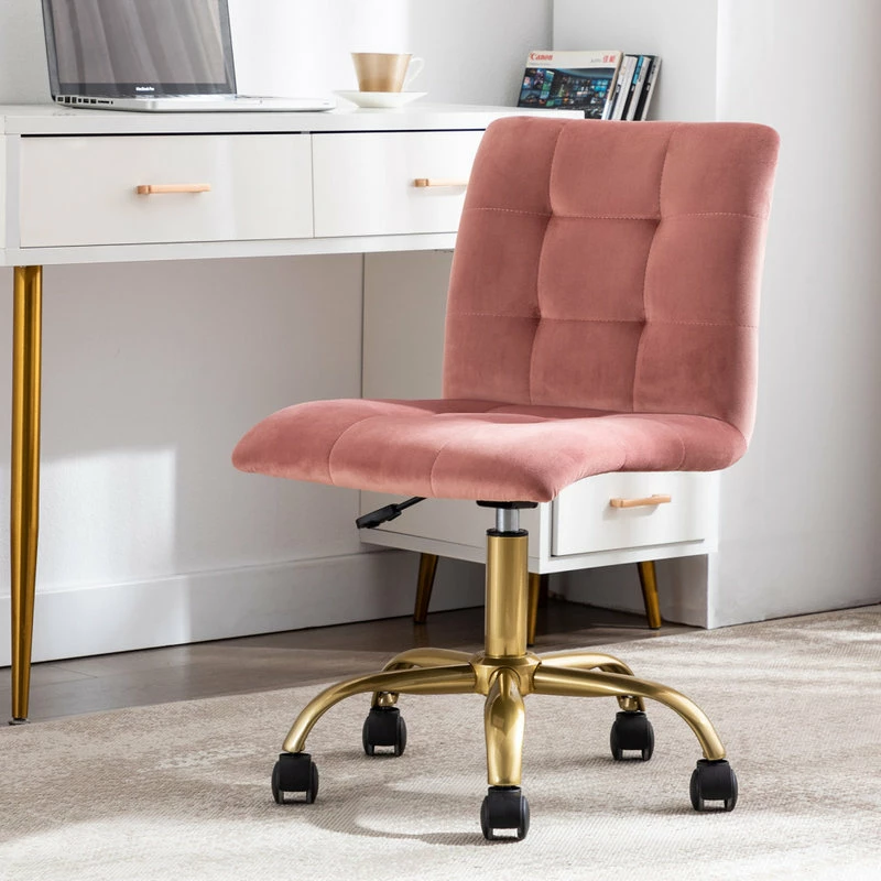 Flash Sale ๐ Duhome Elegant Lifestyle Square Tufted Desk Rolling Chair, Pink-Velvet โจ - Image 2