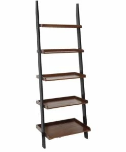 Best Sale 🎁 Convenience Concepts French Country Bookshelf Ladder In Dark Brown Walnut Wood ❤️