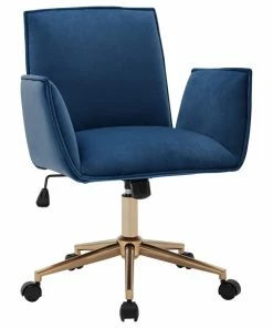 Wholesale 🎉 Duhome Elegant Lifestyle Flared Armrest Velvet Task Chair, Dark Blue 😍