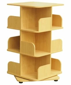 Promo 🧨 Pilaster Designs Oneonta Revolving Bookcase Tower Display Unit, Wood, Natural, 3 Tier 🔥