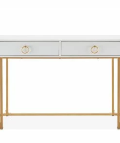 Top 10 😉 BELLEZE Home Office 2-Drawer Desk/Vanity Table, Wood And Metal, White ⭐