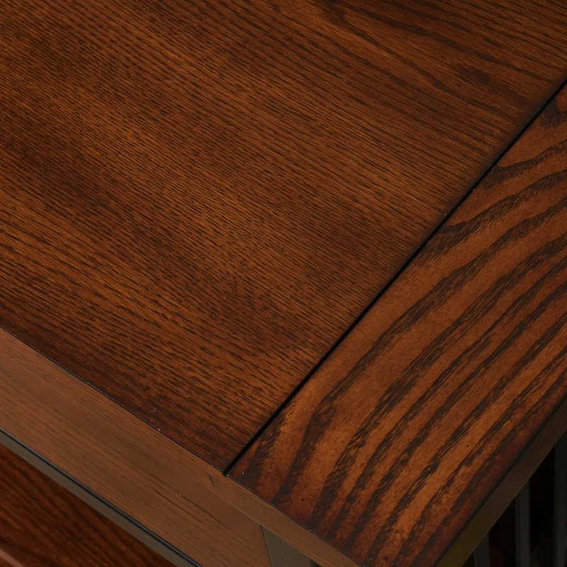 Coupon ⭐ Leick Home Leick Ironcraft Wood Foyer Bookcase With Drawer Storage In Brown 😀 - Image 5