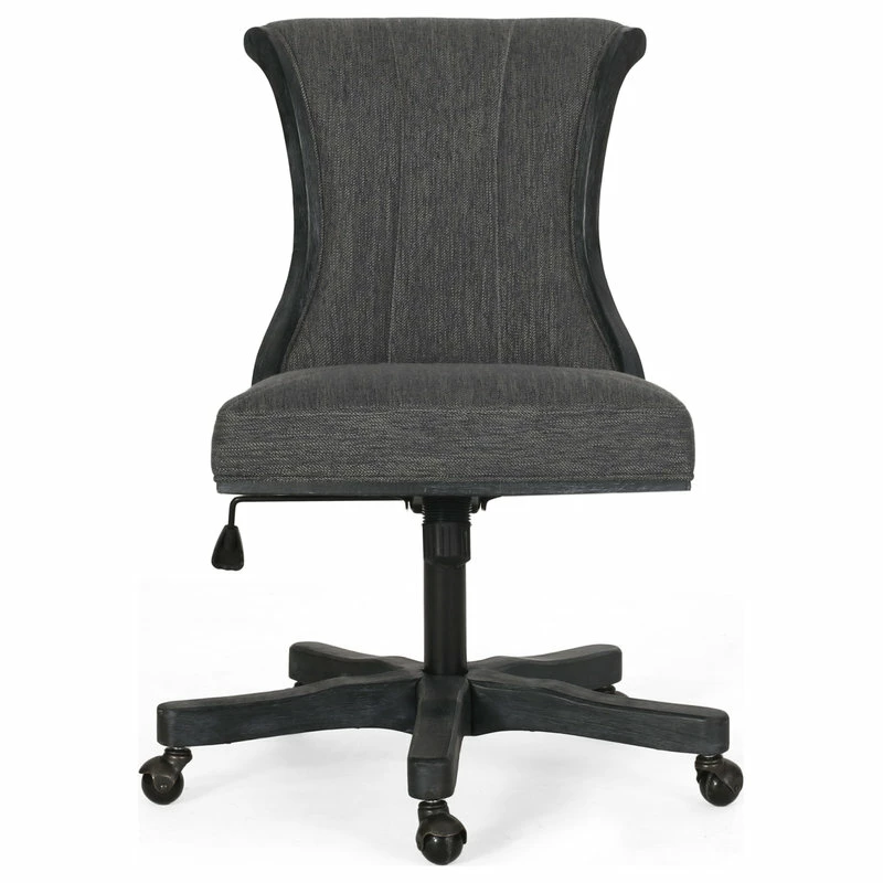 Outlet 🎁 GDFStudio Andrea Contemporary Upholstered Roll Back Swivel Office Chair, Charcoal/Weathere 🔔