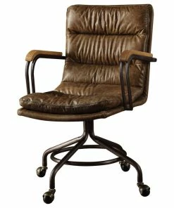 Promo 😀 Acme Furniture Hedia Top-Grain Leather Office Chair, Vintage Whiskey 🛒