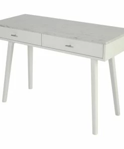 Cheap ✔️ The Bianco Collection Viola 44" Rectangular Italian Carrara White Marble Writing Desk, White, 18" Wide ✔️