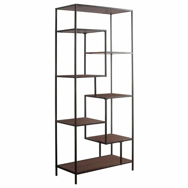 Discount π Coaster Home Furnishings Coaster 31" Casual Staggered Metal Bookcase In Walnut And Black β