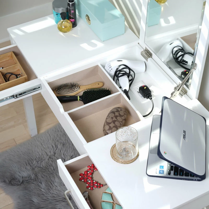 Best Sale ๐ Hives & Honey Haven Home Ainsley Vanity Desk, Crisp White ๐ - Image 4