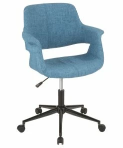 Deals ๐ LumiSource Vintage Flair Office Chair, Blue With Black Metal Base ๐