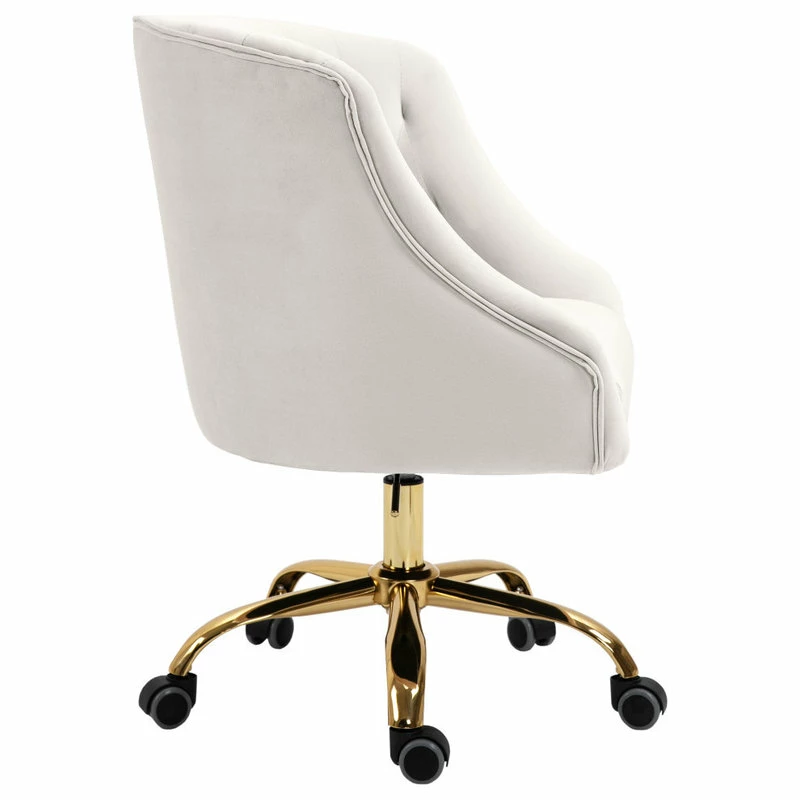 Best Sale ๐ Meridian Furniture Arden Swivel And Adjustable Velvet Office Chair, Cream, Rich Gold Base ๐คฉ - Image 5