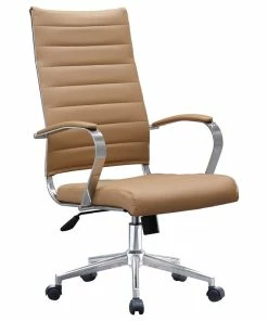 Best reviews of 💯 Homedotdot Ergonomic High Back Swivel Boss Ribbed PU Leather Office Chair Modern, Beige 🔔