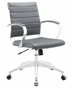 Deals ⌛ LexMod Jive Mid Back Faux Leather Office Chair, Gray 🧨