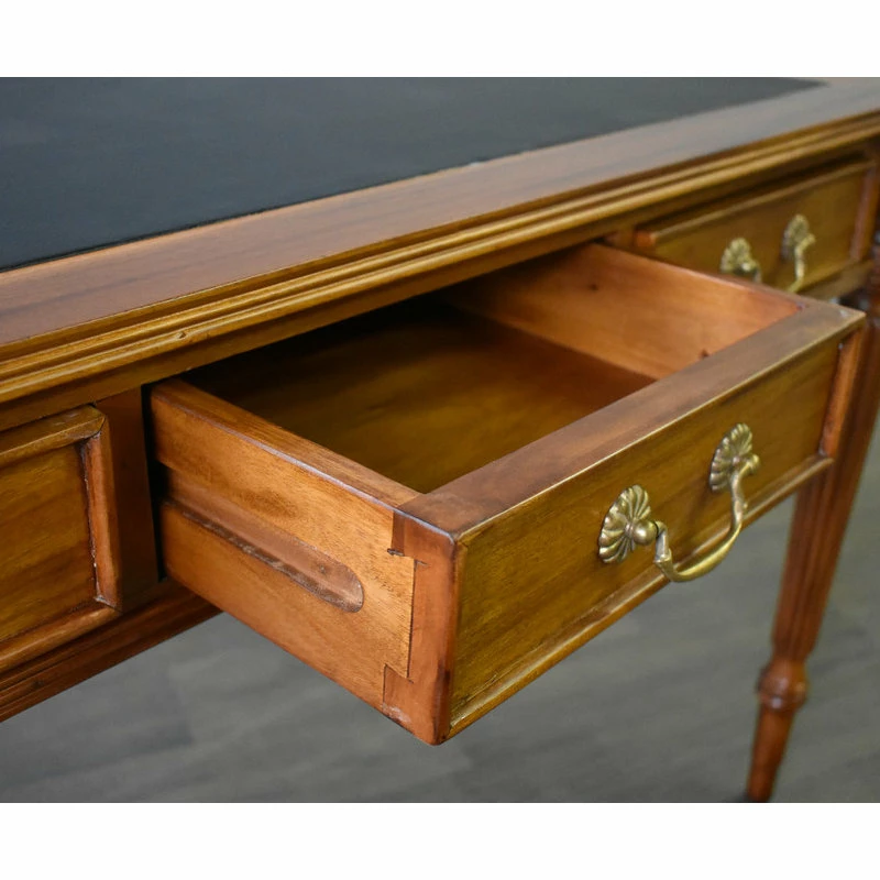 Outlet ๐งจ Crafters And Weavers Legacy Solid Mahogany Wood Leather Top Desk, Light Brown Walnut ๐ - Image 3