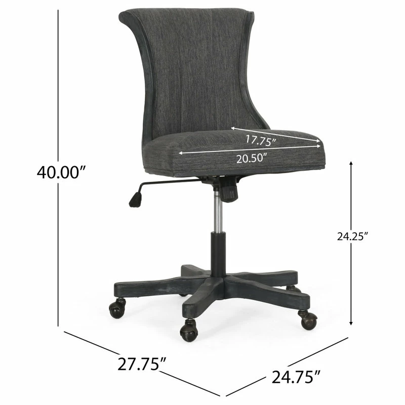 Outlet 🎁 GDFStudio Andrea Contemporary Upholstered Roll Back Swivel Office Chair, Charcoal/Weathere 🔔 - Image 3