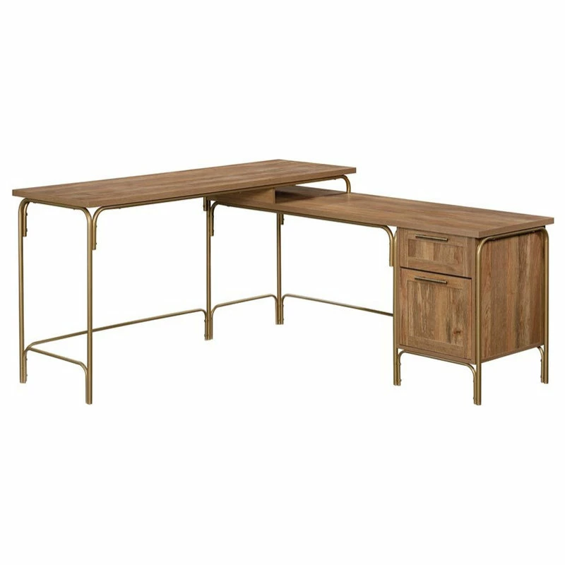 Deals π― Sauder Coral Cape Home Office Wood L-Shaped Desk In Sindoori Mango And Gold π