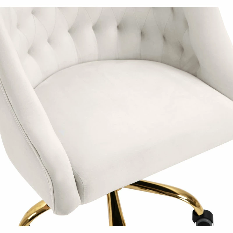 Best Sale ๐ Meridian Furniture Arden Swivel And Adjustable Velvet Office Chair, Cream, Rich Gold Base ๐คฉ - Image 8