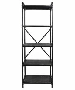 Coupon 👏 GDFStudio Lina Industrial Iron Five Shelf Bookcase, Gray Finish, Pewter Finish 🧨