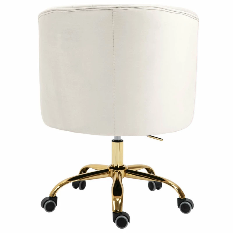 Best Sale ๐ Meridian Furniture Arden Swivel And Adjustable Velvet Office Chair, Cream, Rich Gold Base ๐คฉ - Image 3