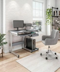 Coupon 🎁 Rta Products- L Techni Mobili Complete Computer Workstation Desk, Grey 🛒