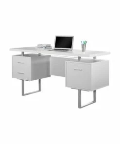 Buy 👏 Monarch 60" Computer Desk In White / Silver Metal 🛒