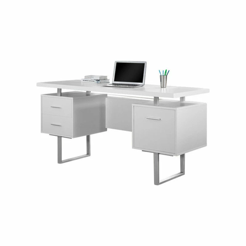 Buy 👏 Monarch 60" Computer Desk In White / Silver Metal 🛒