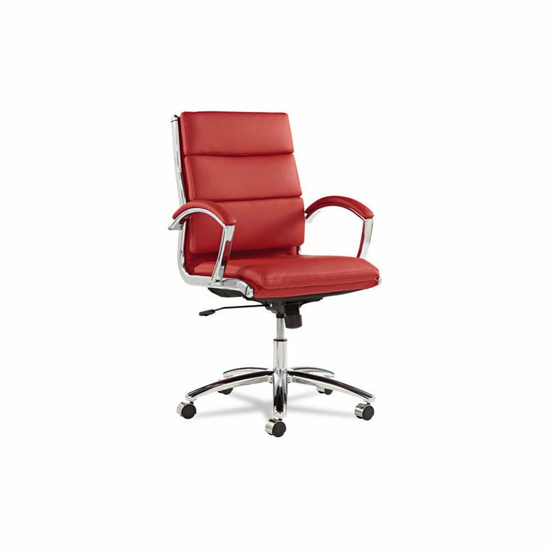 Discount ๐ Alera Neratoli Series Mid-Back Swivel/Tilt Chair, Red Leather, Chrome Frame โ