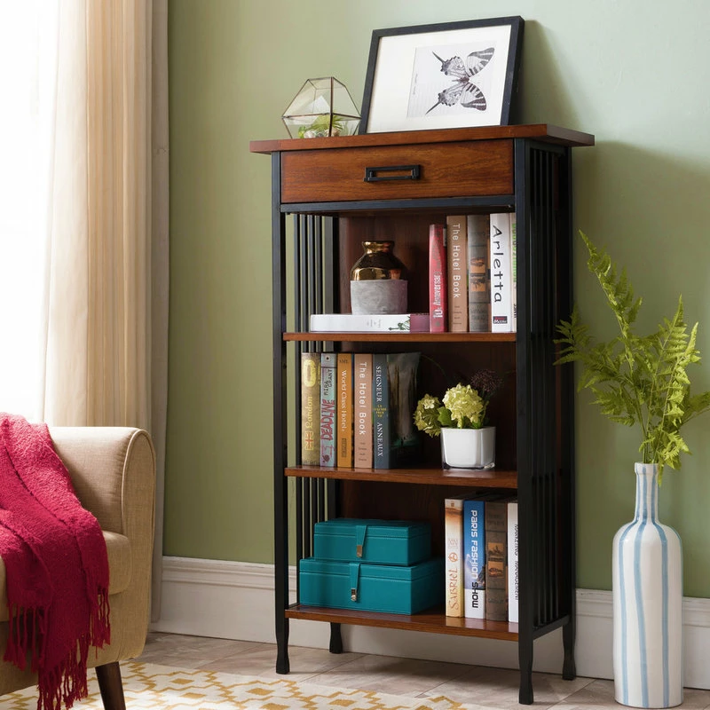 Coupon ✨ Leick Home Leick Ironcraft Mantel Height Brown Wood Bookcase With Drawer Storage 🤩 - Image 3