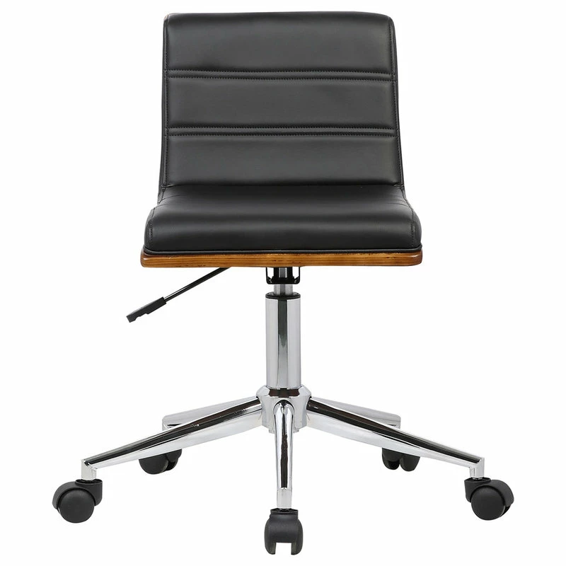 Discount ๐งจ Armen Living Bowie Chrome Mid-Century Office Chair With Walnut Veneer Back, Black ๐ - Image 3
